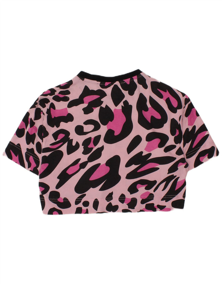 T-shirt corta con grafica FILA per ragazze 9-10 anni in cotone rosa con stampa animalier