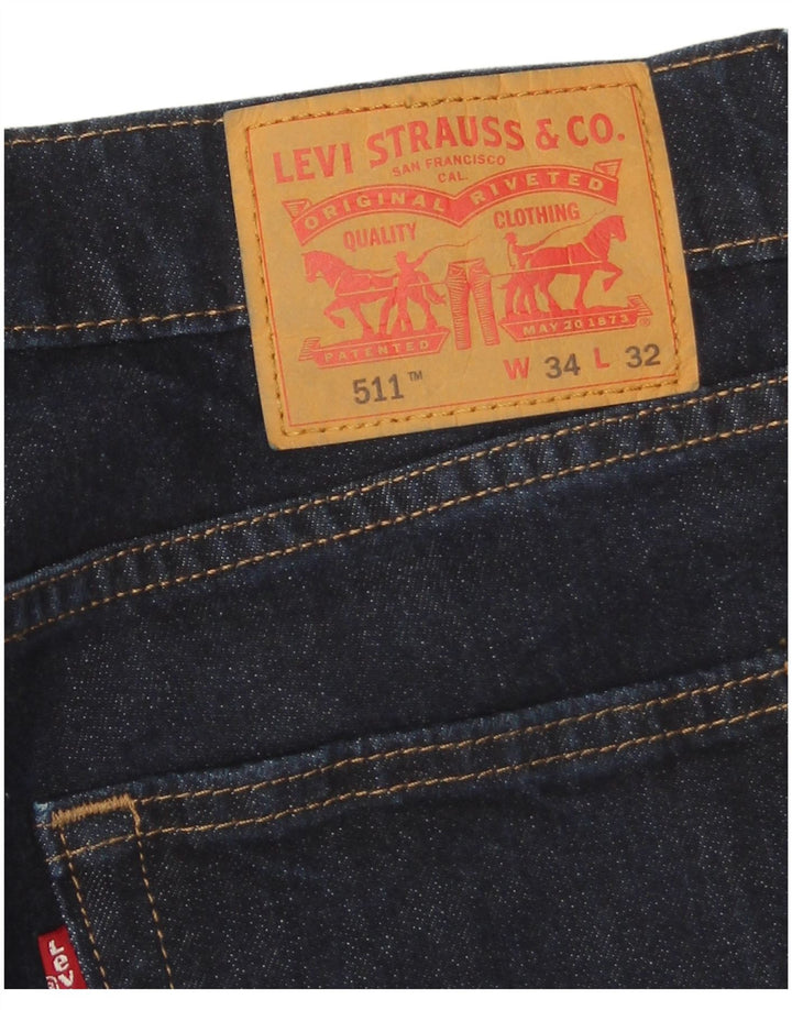 Levi's Uomo 511 Slim Jeans W34 L31 Blu Navy Cotone