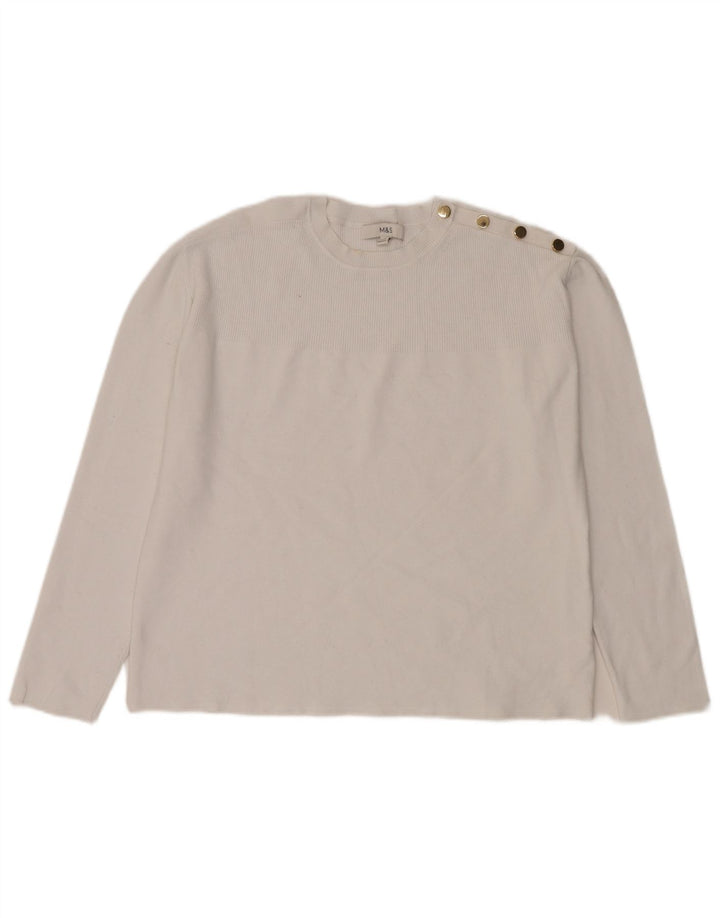 Maglione maglione girocollo da donna Marks & Spencer UK 14 Viscosa bianca media