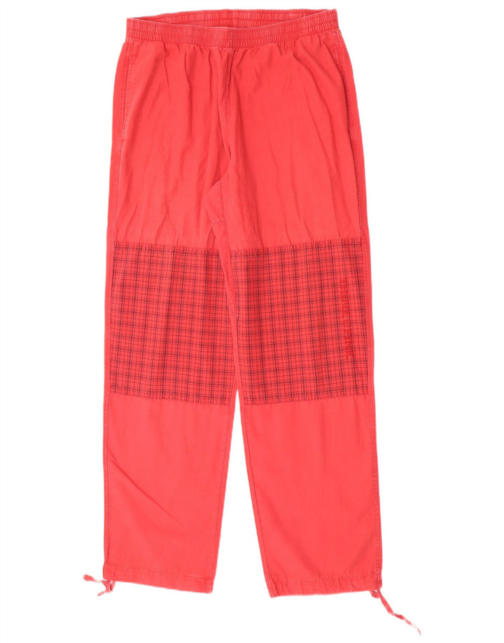 Pantaloni dritti da uomo Think Pink grandi W34 L33 in cotone a quadri rossi