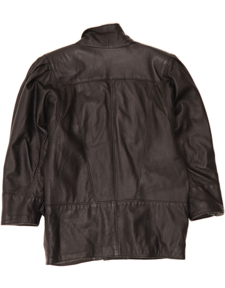 VINTAGE Womens Oversized Leather Jacket UK 10 Small Black Leather Vintage Vintage and Second-Hand Vintage from Messina Hembry 