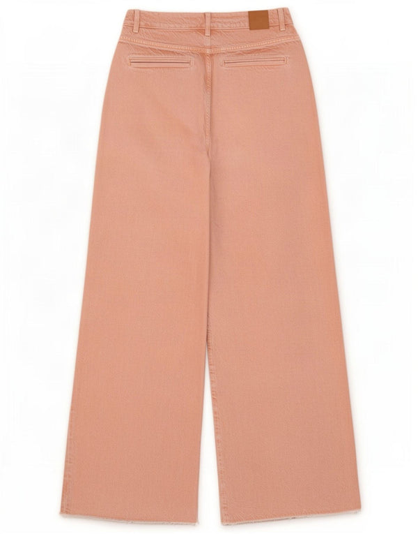Zara Jeans da donna a vita alta a gamba larga EU 38 Small W28 L32 Rosa Cotone