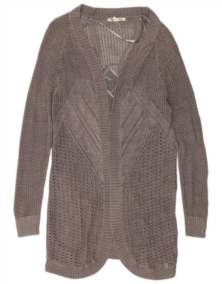 Maglione cardigan lungo da donna Roxy UK 14 Cotone grigio medio