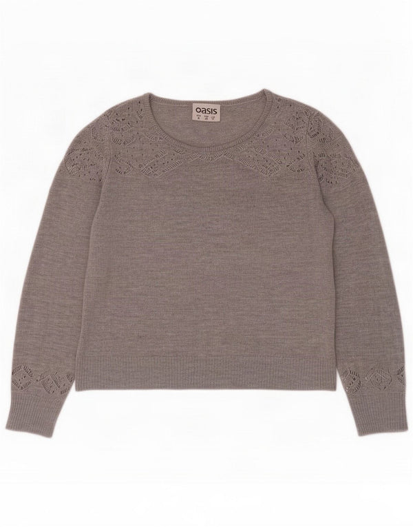 Oasis Maglione corto da donna con scollo a barchetta UK 8 Small Grigio