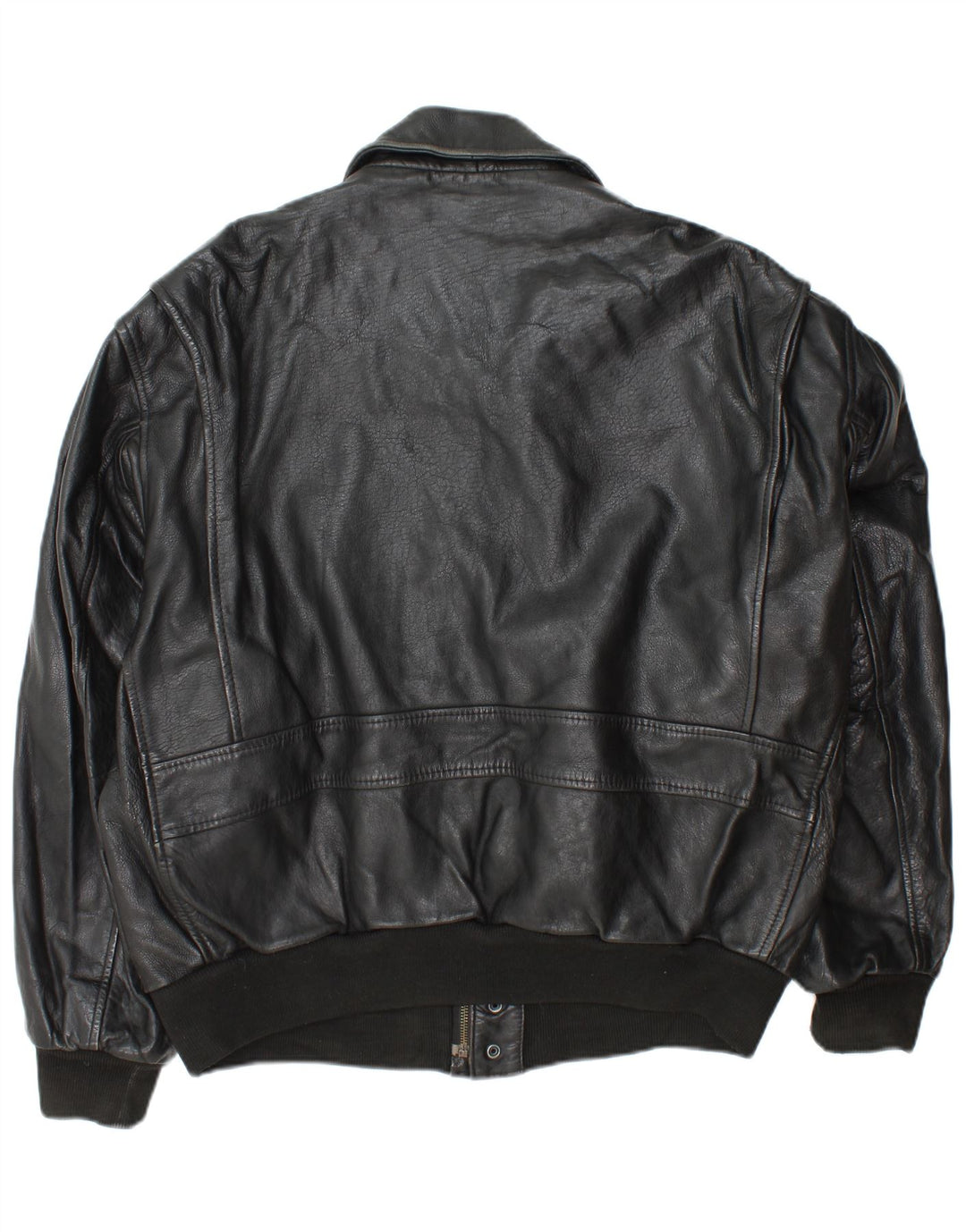 Giacca in pelle militare vintage da uomo UK 42 XL in pelle nera