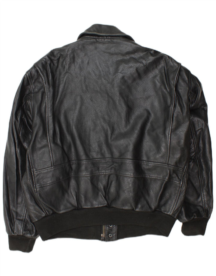Giacca in pelle militare vintage da uomo UK 42 XL in pelle nera