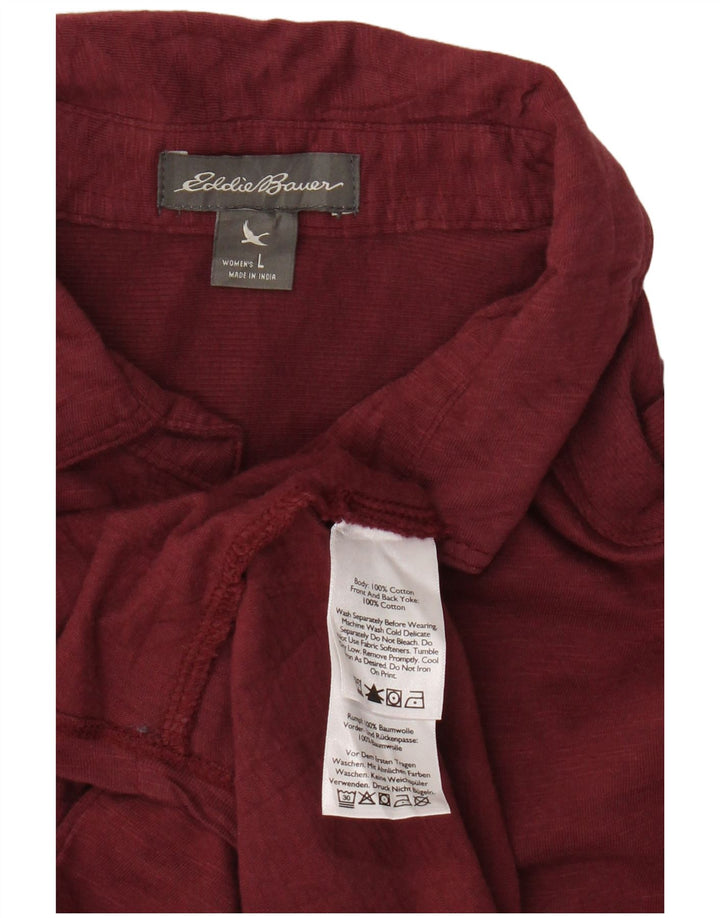 Camicia da donna EDDIE BAUER UK 16 Large Maroon Cotton