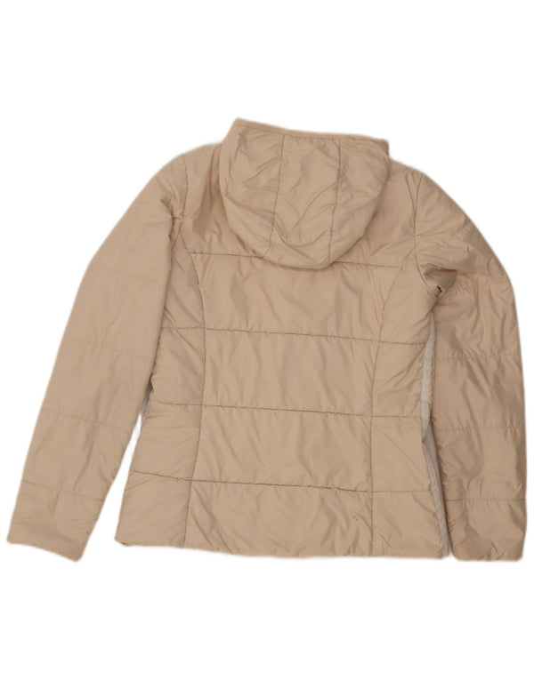 Giacca imbottita con cappuccio da donna Adidas UK 14 poliestere bianco sporco medio