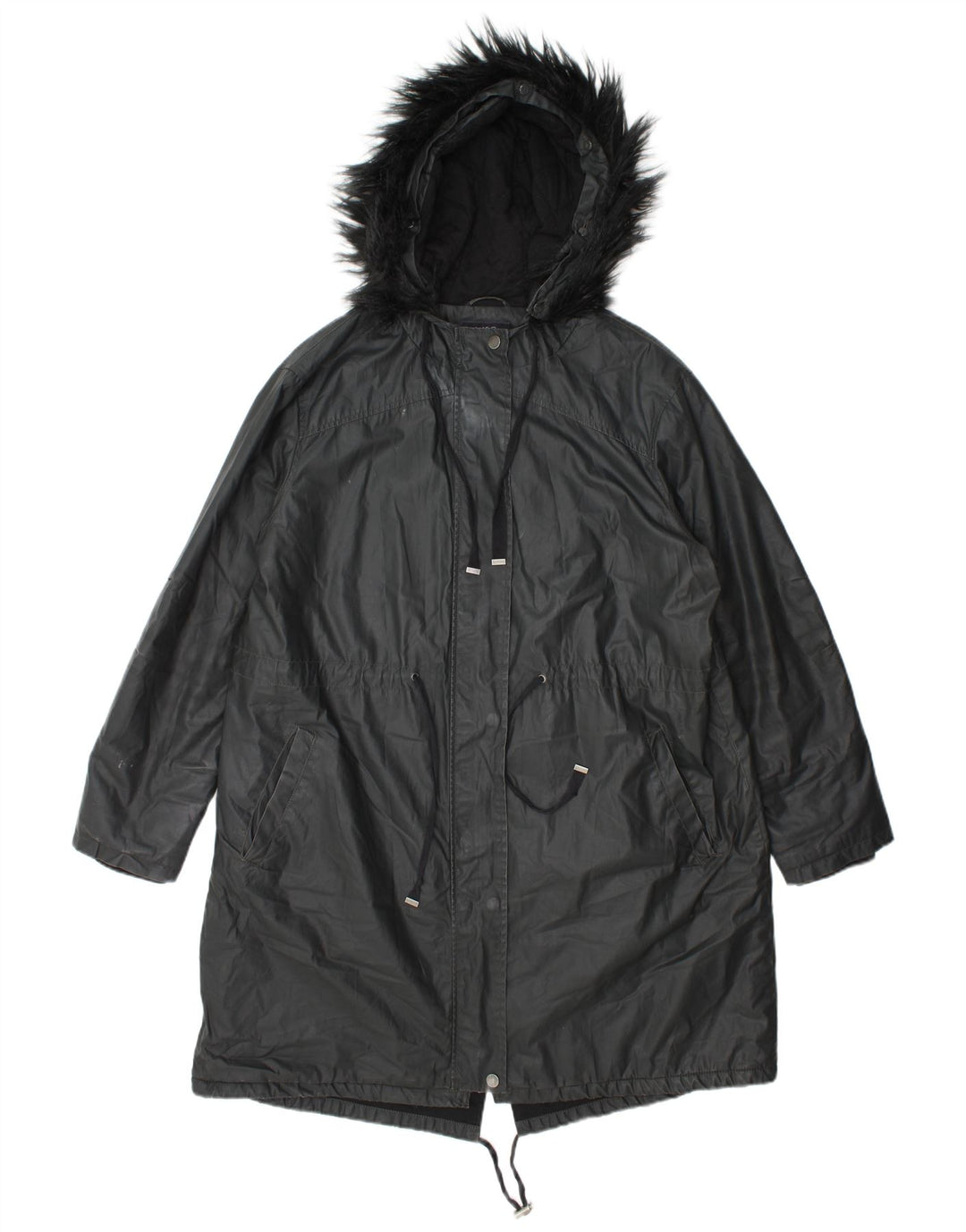 Giacca Parka cerata con cappuccio da donna Marks & Spencer UK 14 grande grigia