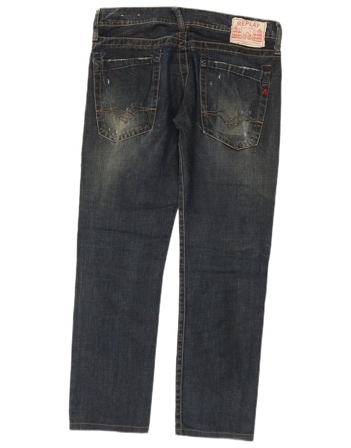 Jeans dritti da donna Replay W32 L29 cotone blu navy