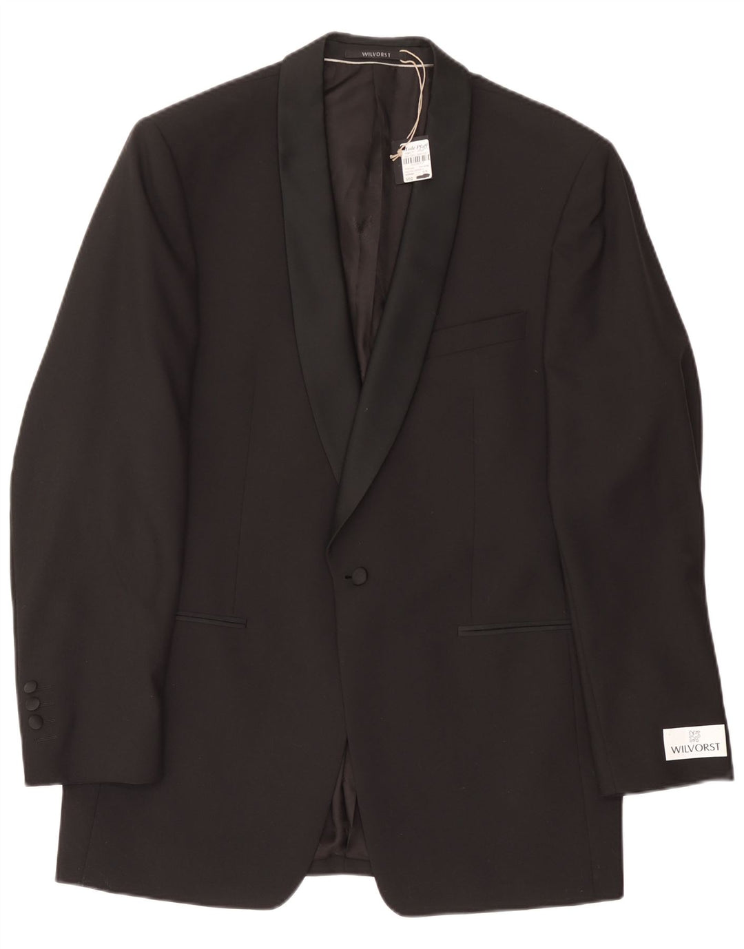 Giacca blazer da uomo a 1 bottone Wilvorst EU 50 grande lana nera