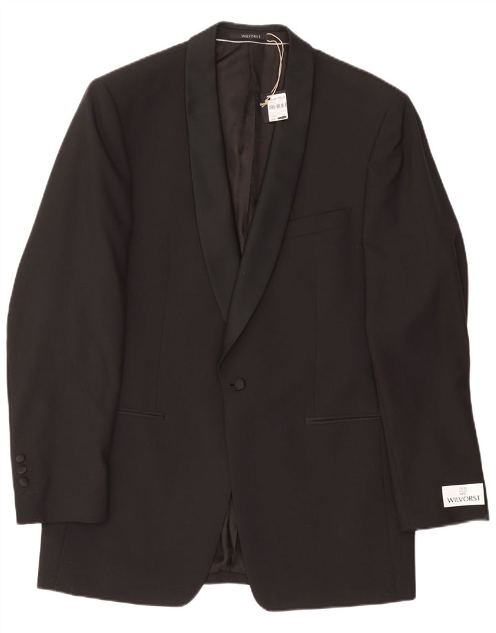 Giacca blazer da uomo a 1 bottone Wilvorst EU 50 grande lana nera