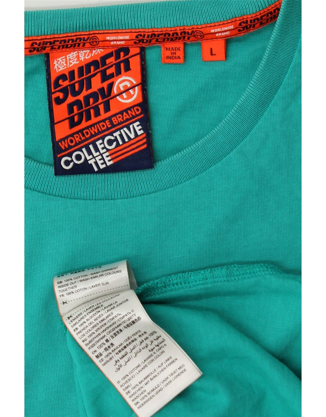 T-shirt da uomo SUPERDRY Top Large in cotone turchese