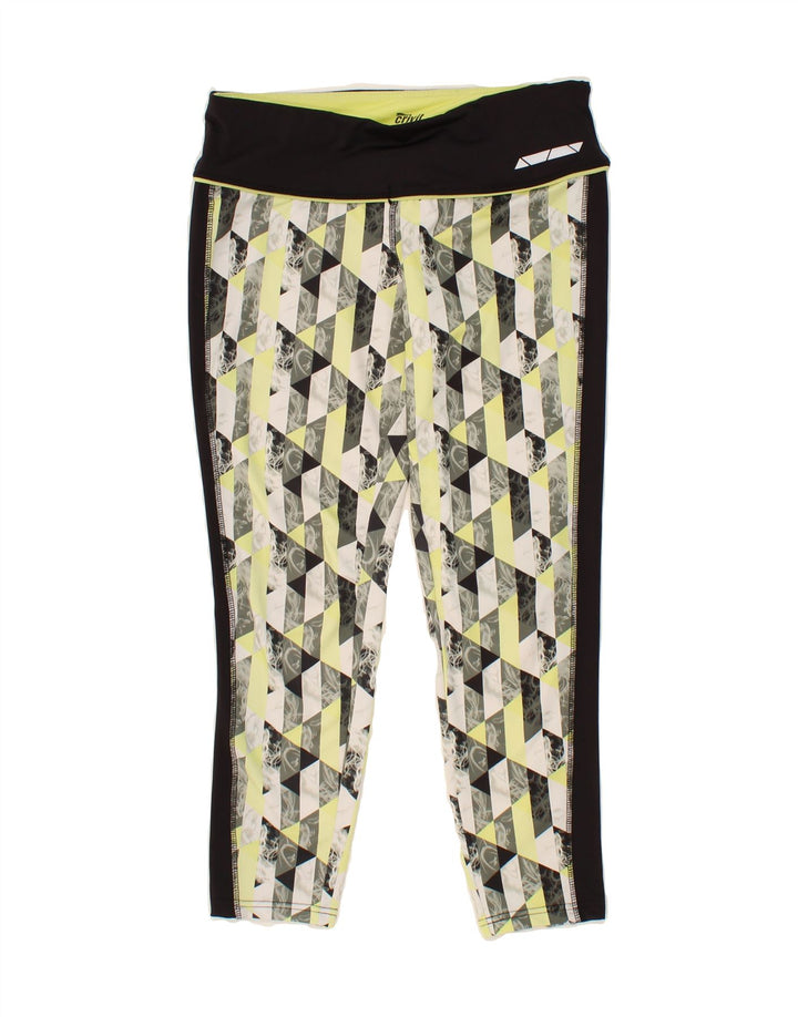 CRIVIT Womens Crop Leggings UK 14/16 Medium Multicoloured Geometric Vintage Crivit and Second-Hand Crivit from Messina Hembry 
