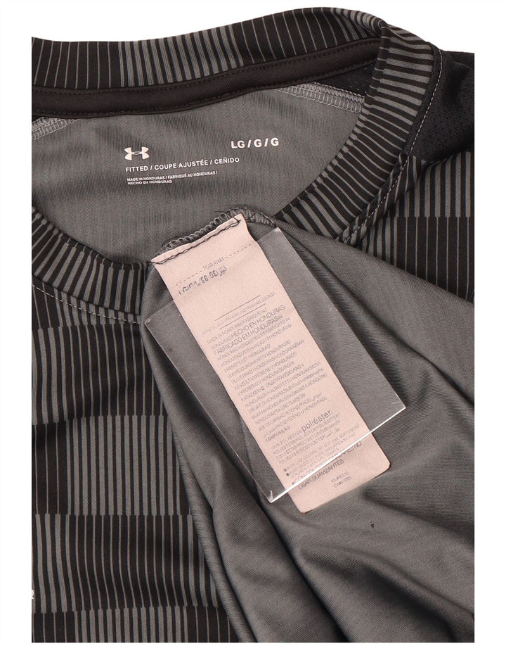 T-shirt da uomo Under Armour Top grande in poliestere a quadretti grigio