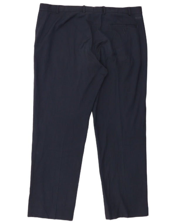 Pantaloni da abito regolari da uomo Marks & Spencer W40 L31 poliestere blu navy