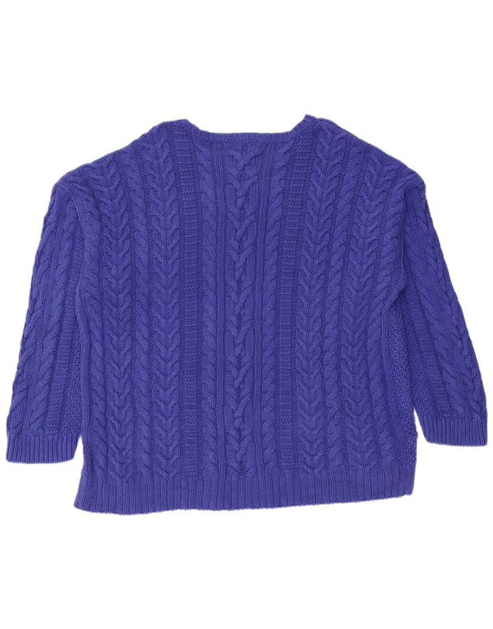 RALPH LAUREN Maglione da donna con scollo a barca UK 22 3XL Cotone blu