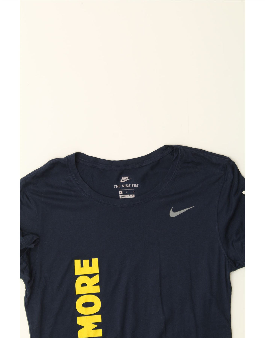 NIKE Womens Dri Fit Graphic T-Shirt Top UK 12 Medium Navy Blue Polyester Vintage Nike and Second-Hand Nike from Messina Hembry 