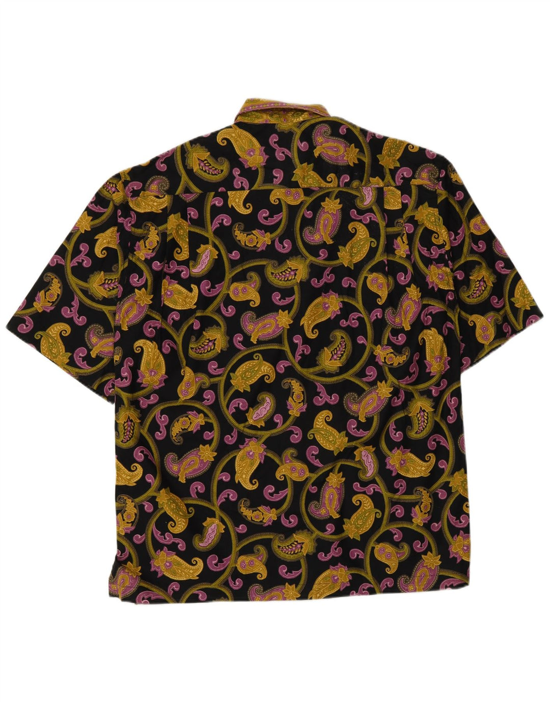 Camicia vintage da uomo a maniche corte in cotone cachemire nero medio