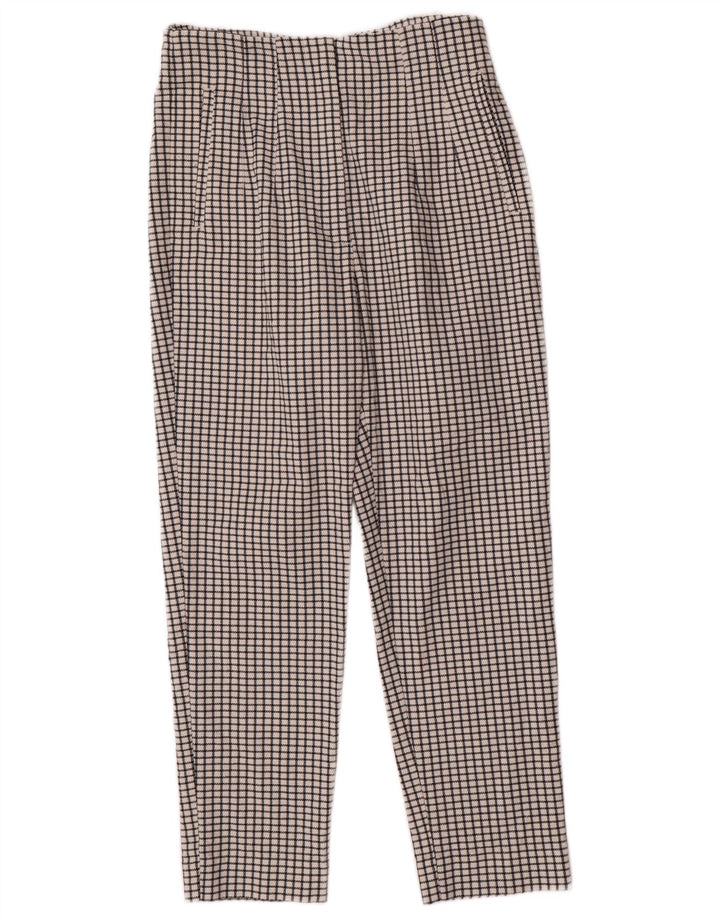 Pantaloni chino affusolati da donna Zara grandi W30 L27 poliestere a quadri bianchi