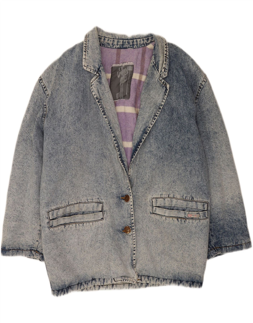 Giacca di jeans vintage da donna UK 16 grande blu