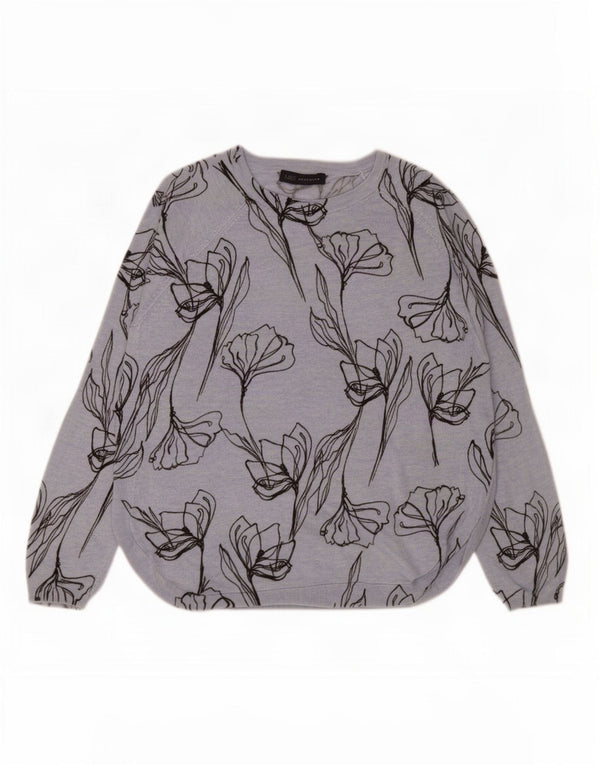 Maglione maglione con scollo a barca da donna Marks & Spencer UK 14 Blu medio floreale
