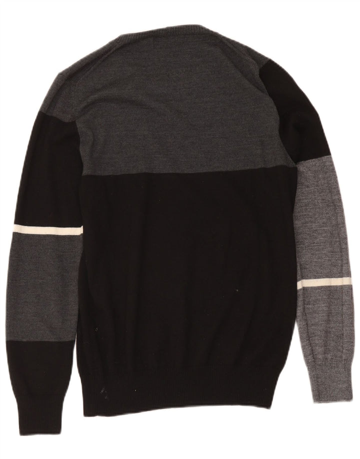 Iceberg Maglione girocollo da uomo girocollo in lana color block medio nero