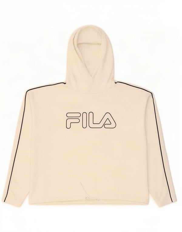 Felpa con cappuccio oversize grafica da donna Fila UK 10 piccola bianca