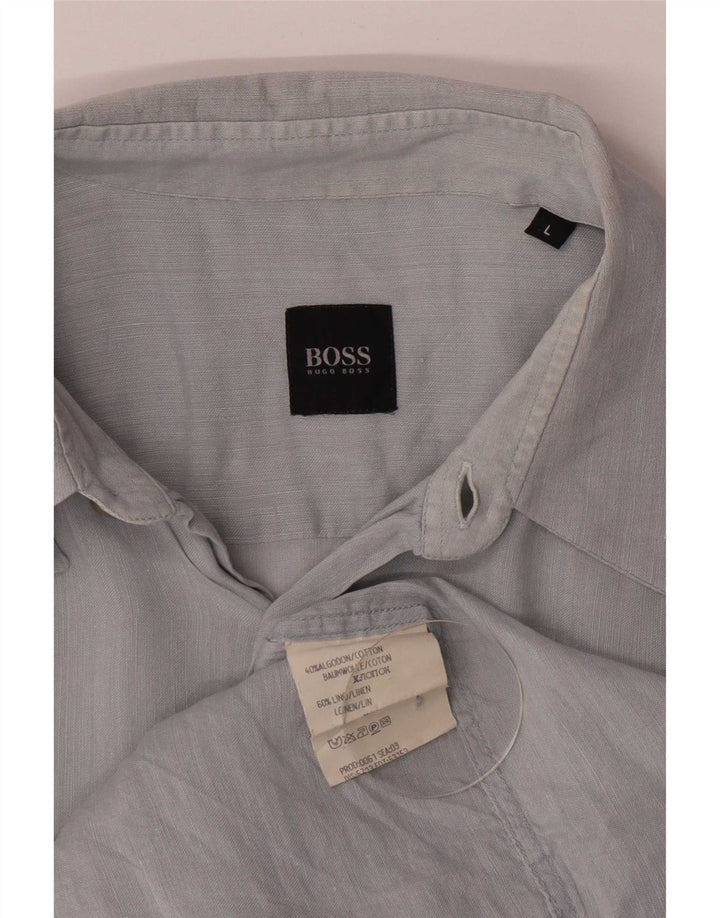 Camicia da uomo Regular Fit Hugo Boss Large in cotone blu