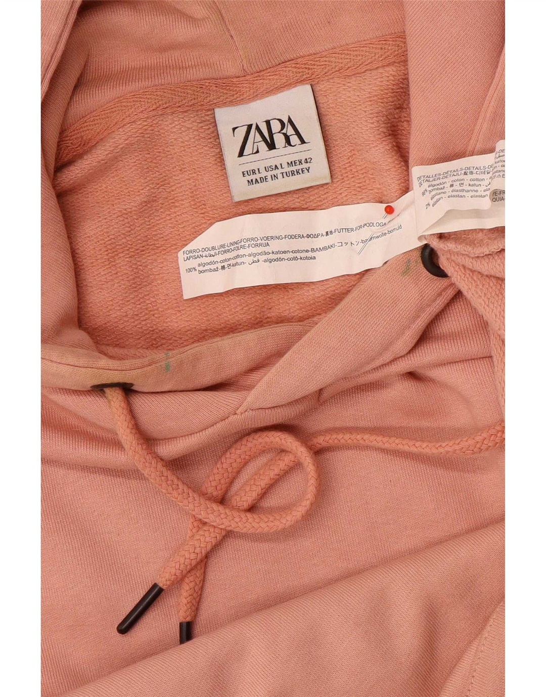 Felpa con cappuccio da uomo Zara grande in cotone rosa