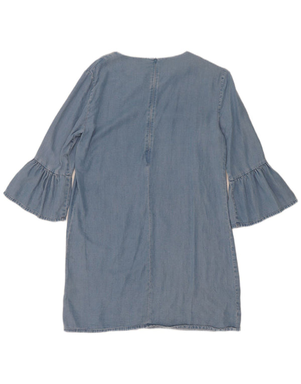 Abito in denim con maniche a 3/4 da donna Zara UK 14 Lyocell blu medio