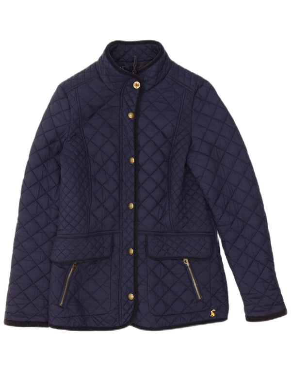 JOULES Womens Quilted Jacket UK 10 Small Navy Blue Polyamide
