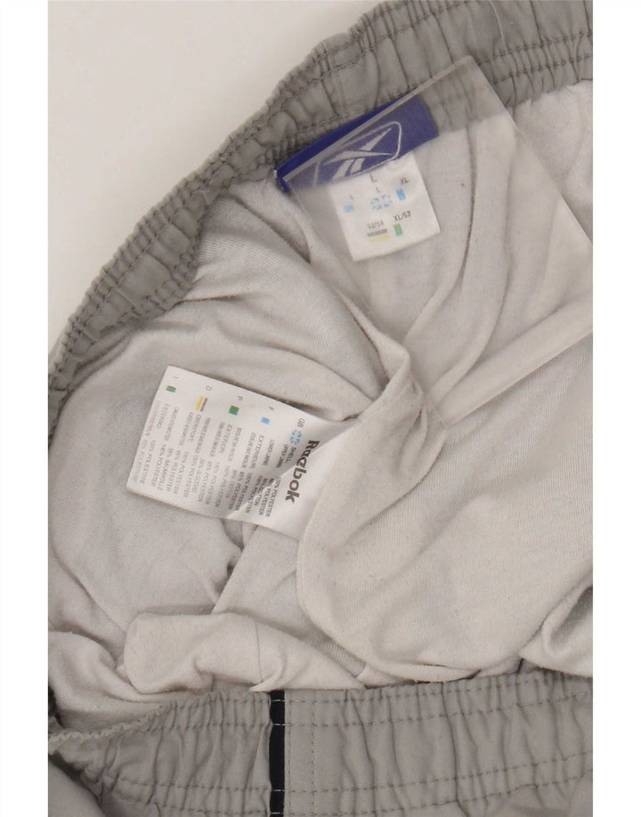 Pantaloni da tuta con grafica Reebok da uomo, pantaloni da jogging, grandi, in poliestere grigio