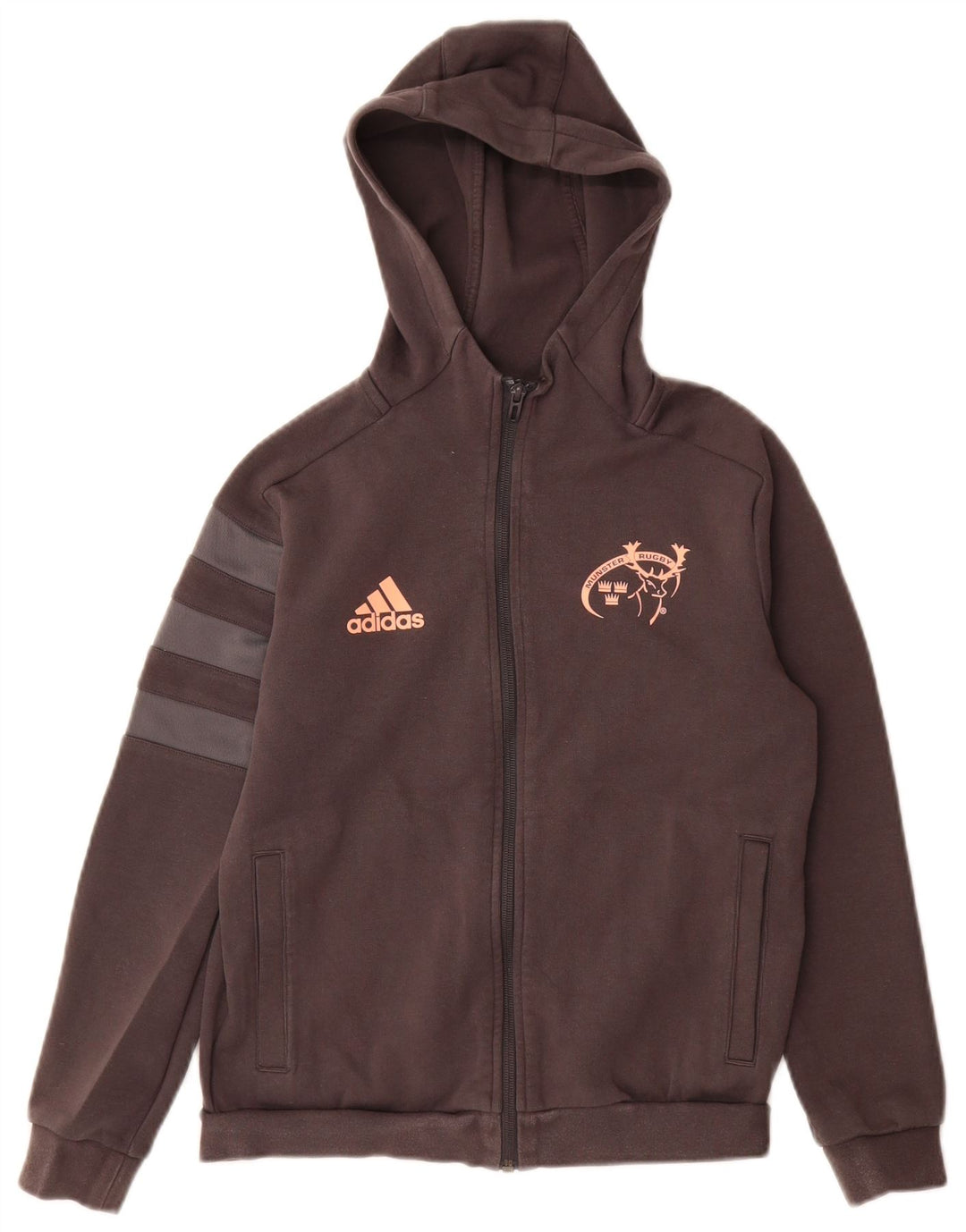Felpa con cappuccio e zip ADIDAS Munster Rugby per ragazze 11-12 anni in cotone grigio