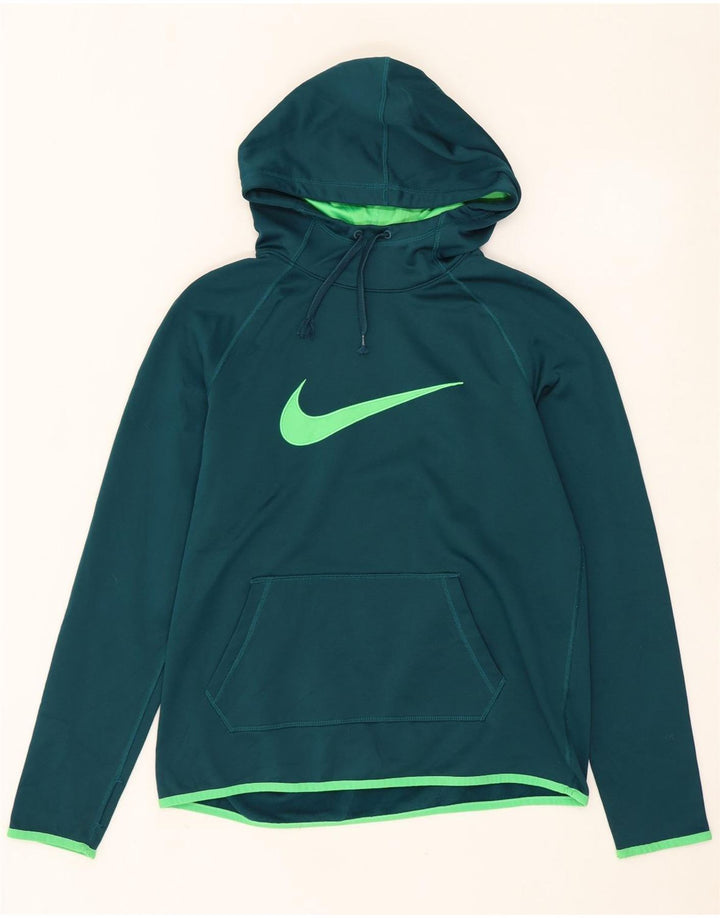 NIKE Felpa con cappuccio grafica Dri Fit da donna UK 14 Poliestere verde medio