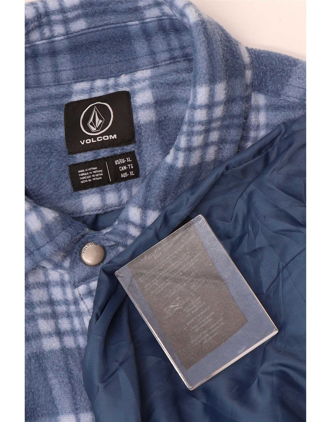 Camicia in pile da boscaiolo da uomo Volcom XL poliestere a quadri blu