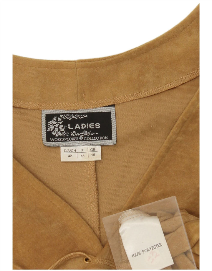 WOODPECKER Gilet in velluto da donna UK 16 Large Beige Poliestere