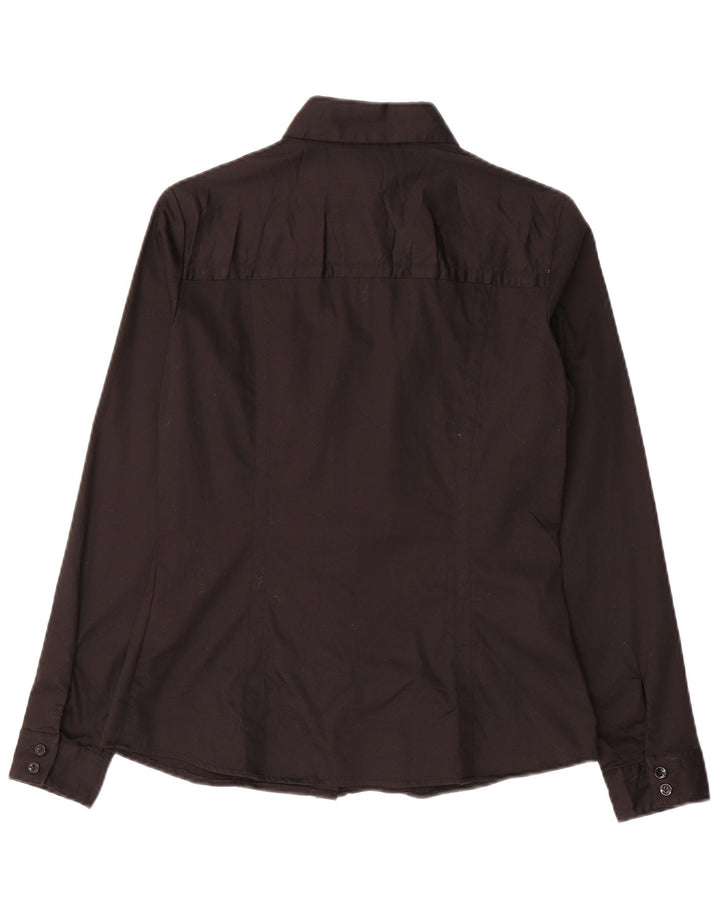 Camicia Donna Trussardi Jeans UK 12 Cotone Nero Medio