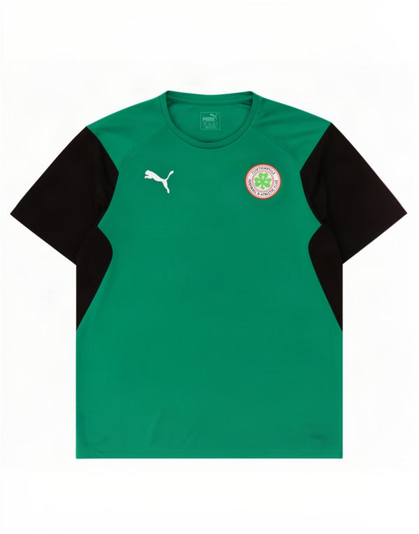 Puma Mens Cliftonville FC T-Shirt Top Large Green Colourblock Polyester