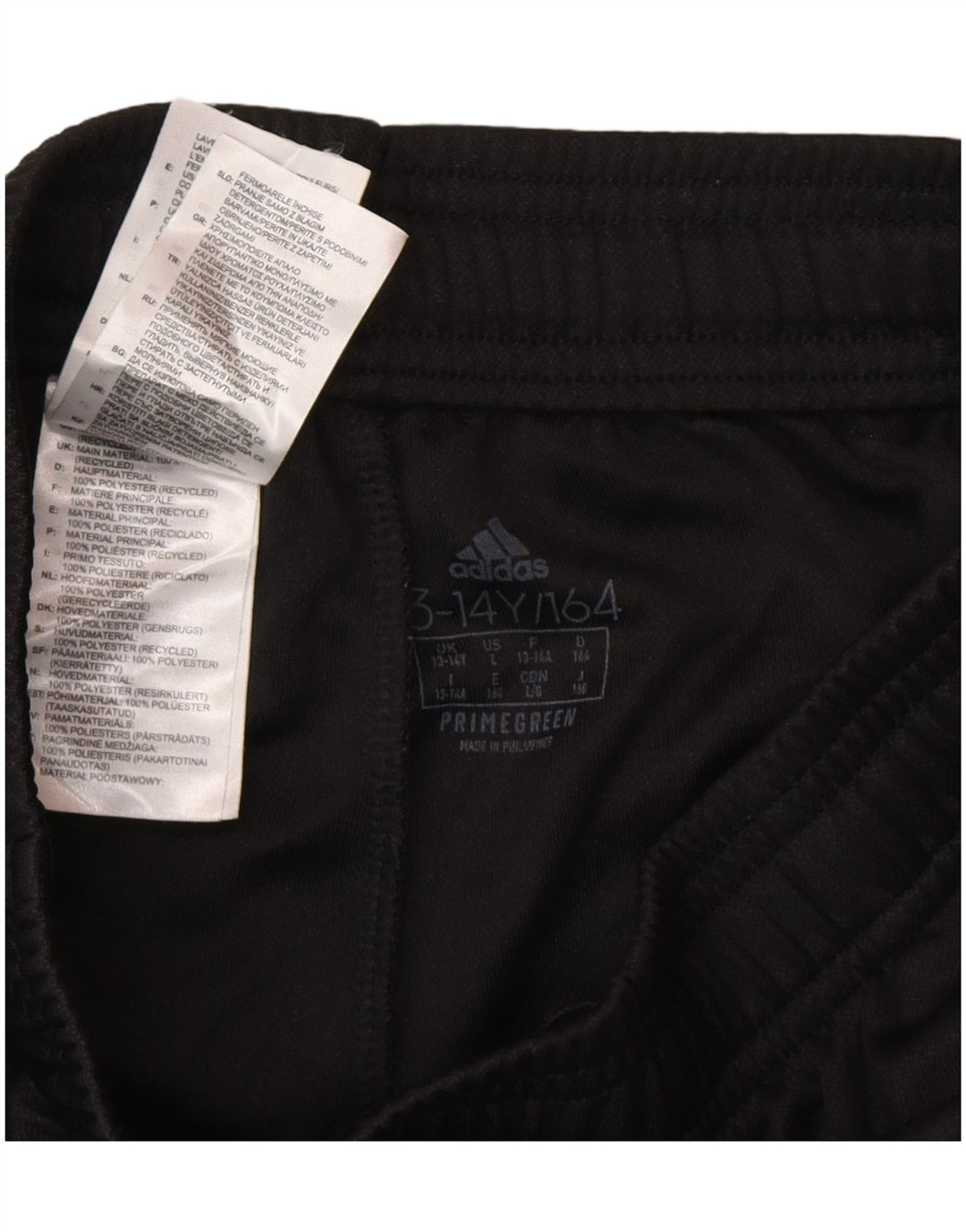 Pantaloni da tuta Adidas Primegreen da ragazzo 13-14 anni in poliestere nero
