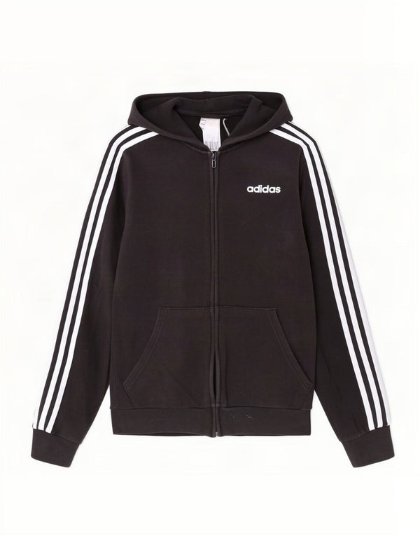 Felpa con cappuccio e zip Adidas da uomo XS in cotone nero
