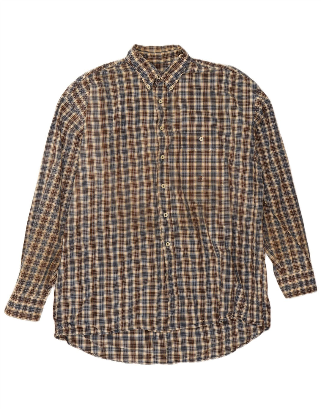 Camicia da uomo color cammello a quadri multicolori grandi