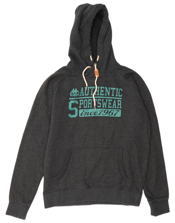 Felpa con cappuccio grafica da uomo Kappa XL in cotone grigio