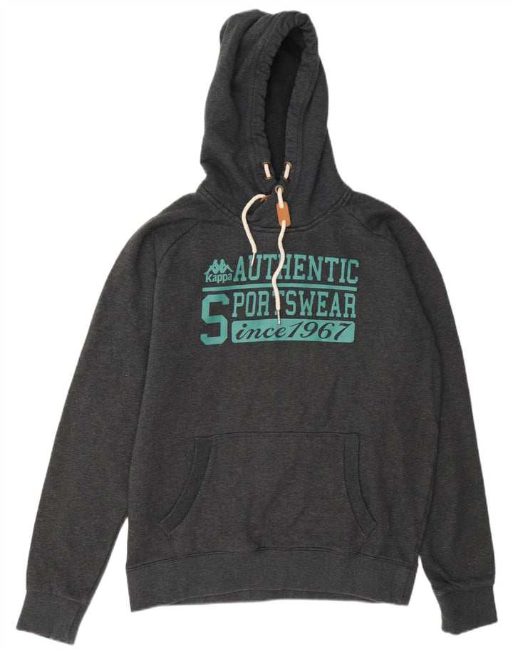 Felpa con cappuccio grafica da uomo Kappa XL in cotone grigio
