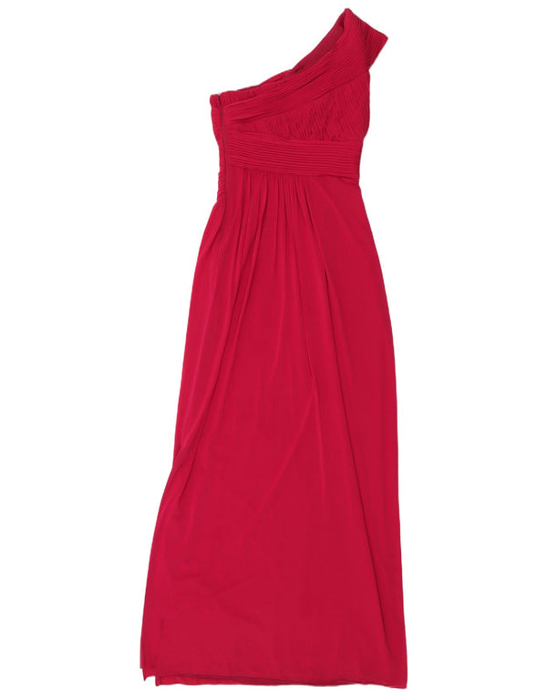 Coast Womens Maxi One Shoulder Dress UK 8 Small  Pink Acetate