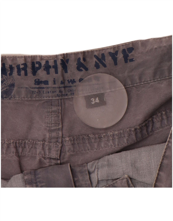 Pantaloncini cargo da uomo Murphy & Nye W34 grandi in cotone grigio
