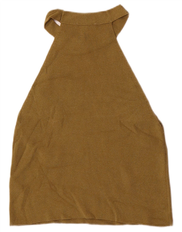 Topshop Top da donna alla caviglia UK 8 piccolo in viscosa kaki