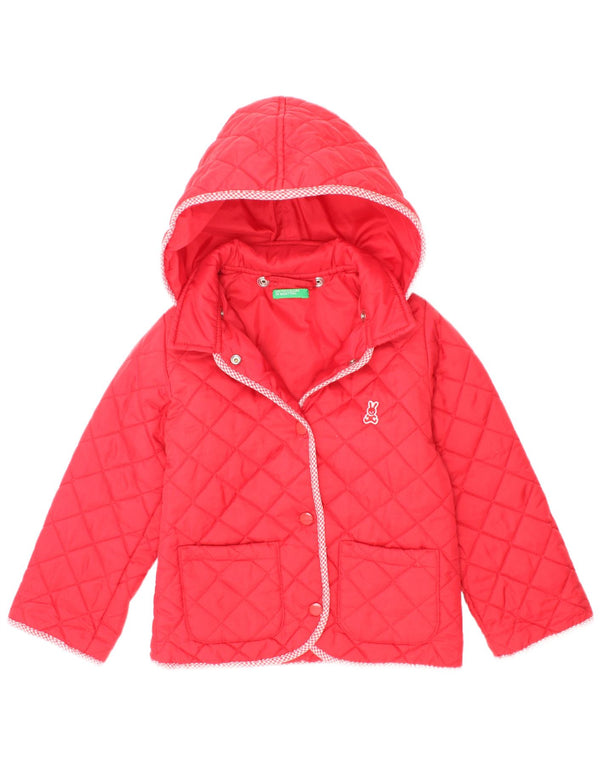 Giacca trapuntata con cappuccio per ragazze Benetton 2-3 anni 2XS Rossa