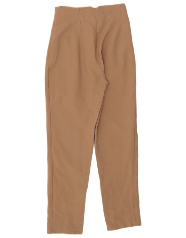 Zara Womens High Waist Suit Trousers XS W24 L27 Beige Polyester