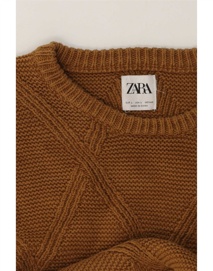 Maglione Zara da uomo con scollo a barca grande marrone